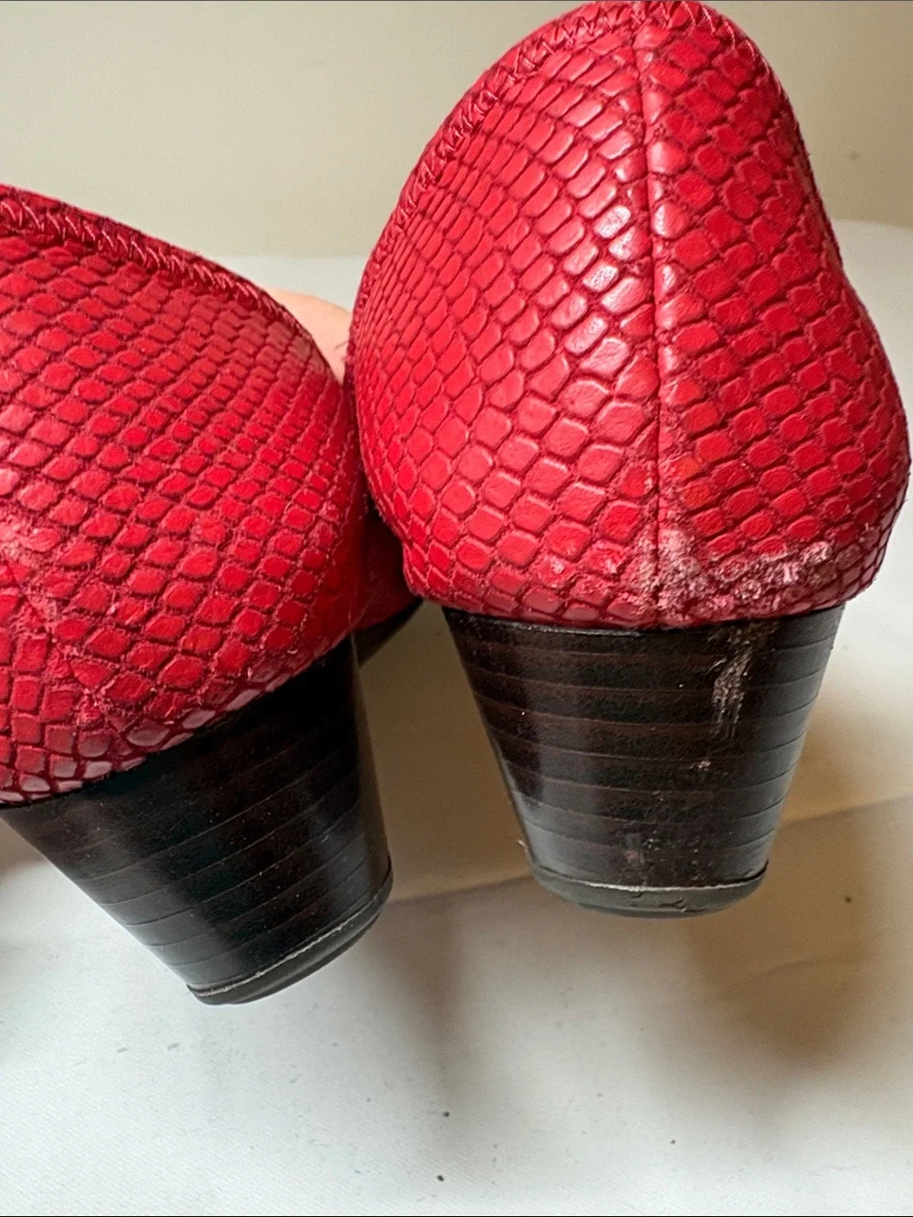 Cole Haan Red Textured Leather Wedge Flat Size 8
